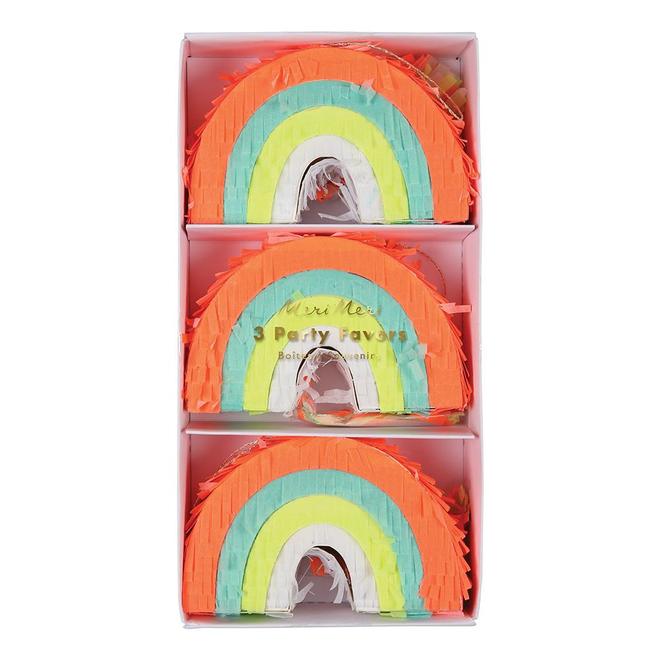 Set of 3 Rainbow Party Favour Pinatas By Meri Meri